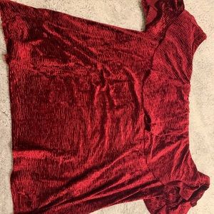 Velvet Deep Red Off the Shoulder Top